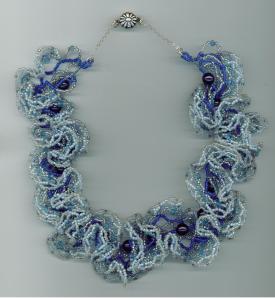 The Blue Pearl and Seed Bead Netted Necklace
